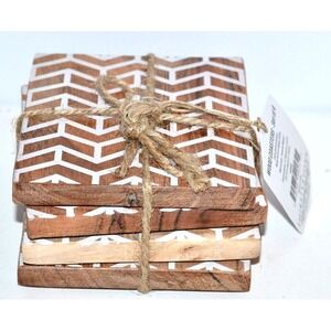 Thirstystone Wood Coasters 4 pc Square Chevron Stripe pattern